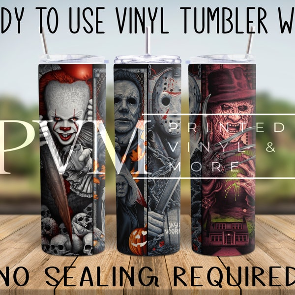 Tumbler Wrap Design, Popular, Printed Vinyl, Halloween Tumbler, Ready to Use, 20oz - 30oz  Skinny, Adhesive Permanent Vinyl - #H-100