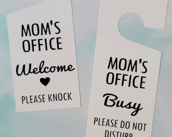 Personalized Door Knob Hanger - Mom's Office Door Sign - Dad's Office Door Sign