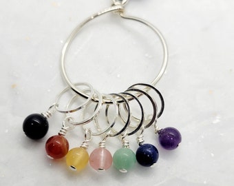 Chakra stitch marker keeper necklace / Knitter's jewelry / Gift for crocheter / Gift for knitter