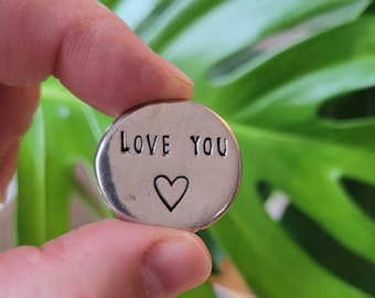 Personalized hand stamped token of love /Valentine gift