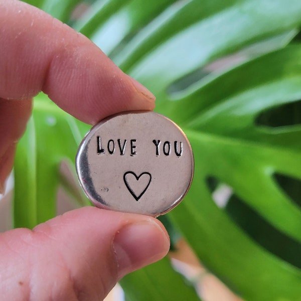 Personalized hand stamped token of love /Valentine gift