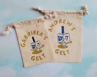 Personalized Hanukkah Gelt Bag / Hanukkah Favor Bag / Hanukkah Gift Bag