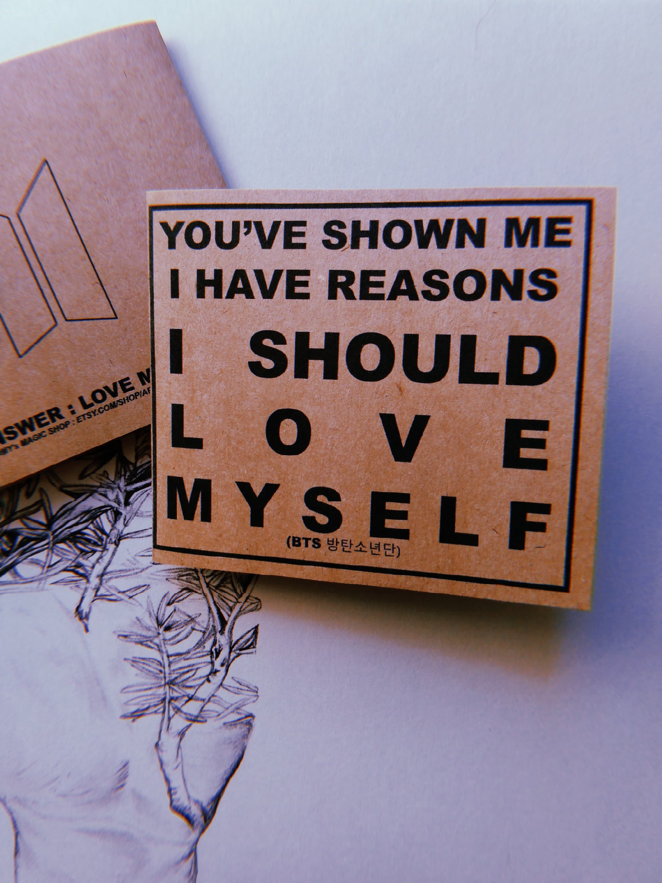 BTS Answer Love Myself Lyric Card BTS Valentines Day Card Etsy