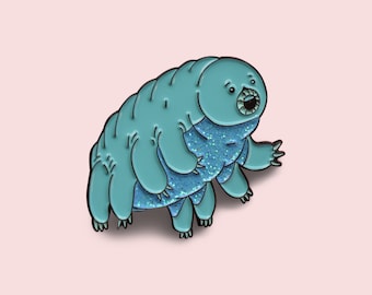 Tardigrade, 1.5" soft enamel science pin, blue glitter, microscopic animal, water bear, geekery, gift for scientist