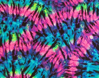Purple Tie-Dye Matte Tricot Print, 4-Way Stretch Fabric Nylon Spandex, Turquoise Blue Hot Pink Lime Green Black
