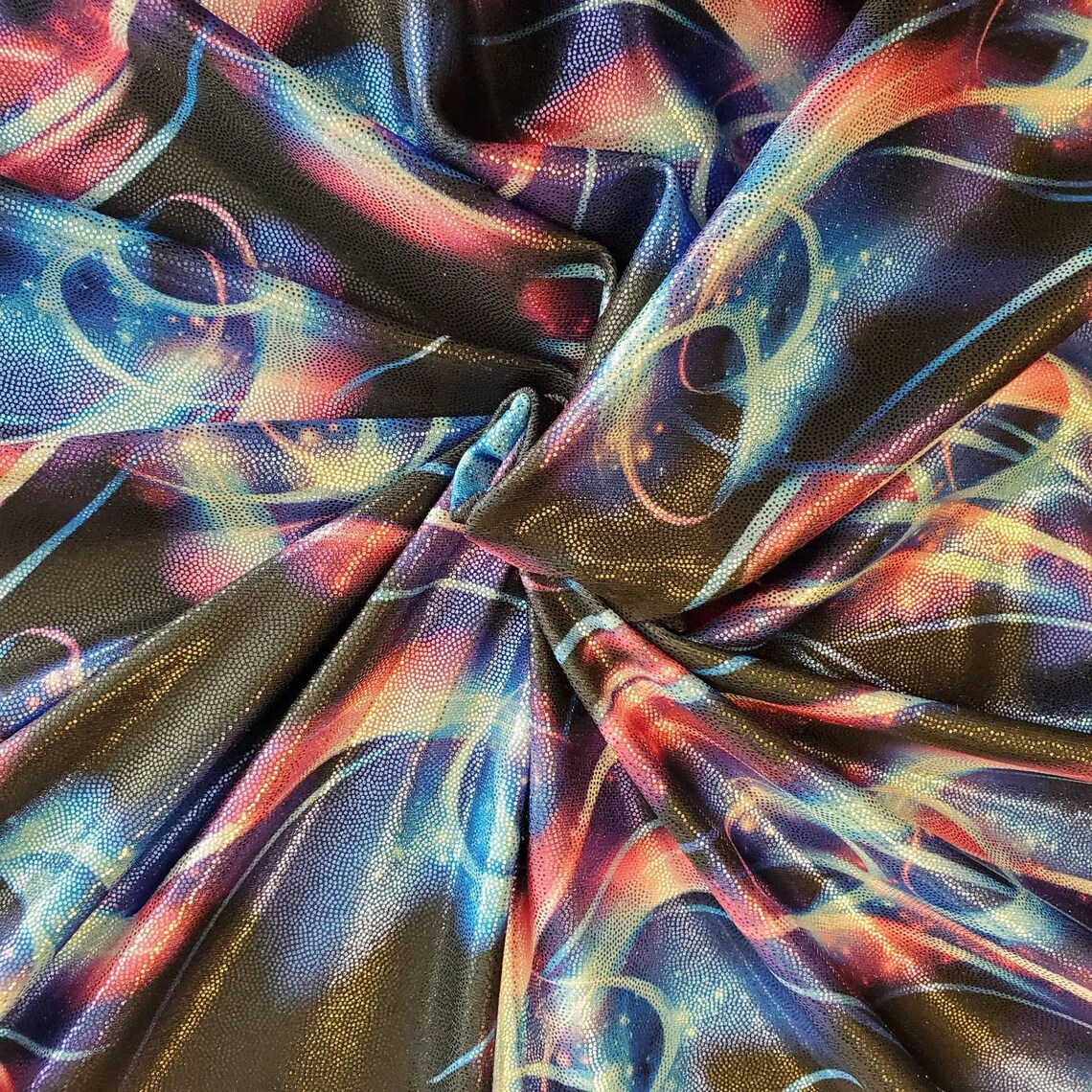 Star Streamers Foil 4way Stretch Fabric Nylon Spandex All Etsy