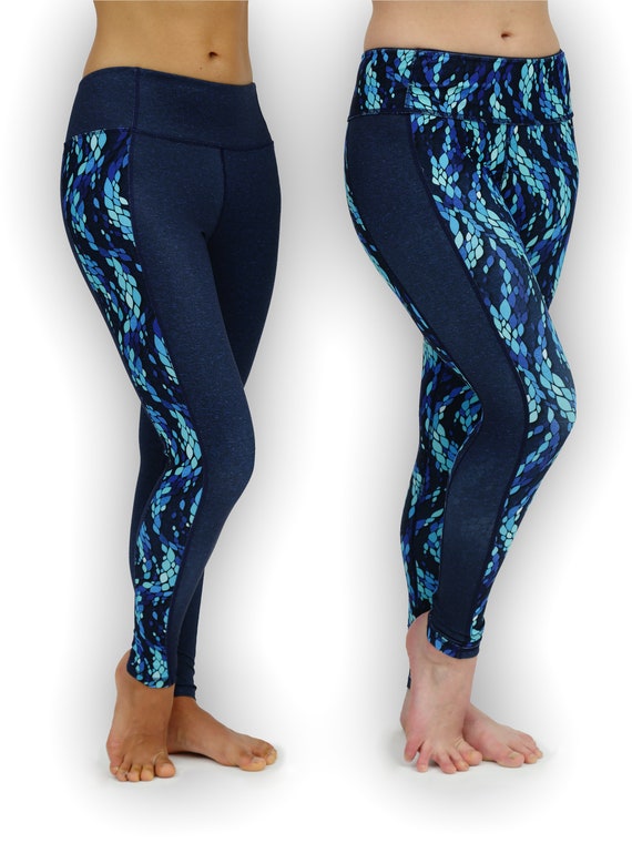 Women Yoga Leggings Reversible - Print Blue