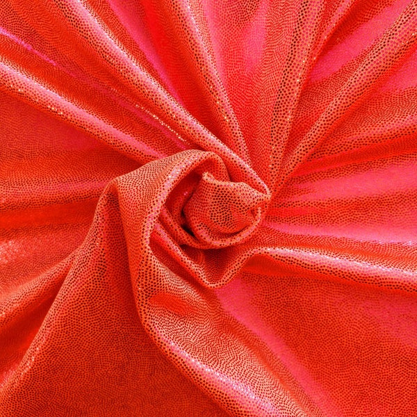 Mango Pink Coral Metallic Jewel, 4-Way Stretch Fabric Nylon Spandex Tricot/Fuchsia Shiny Foil on Orange/shine-matrix-jewel-mystique