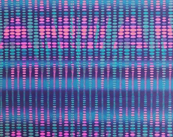Electric Pulse Matte Tricot Print, 4-Way Stretch Fabric Nylon Spandex, purple, turquoise, royal blue, pink