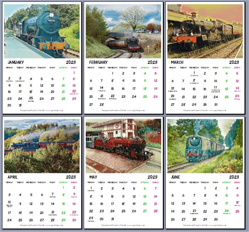 Steam Trains Art A4 2023 Calendar Etsy