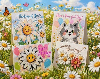 Daisy Cards A5 Size Choose Design Can Be Personalised on outside