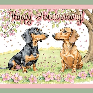 Baixe o cartão digital de feliz aniversário Kissing Sausage Dogs