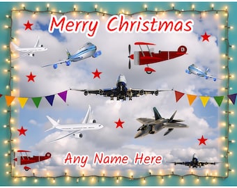 Personalised Christmas Aeroplane Greeting Card A5,  Ideal For Aviation Enthusiasts