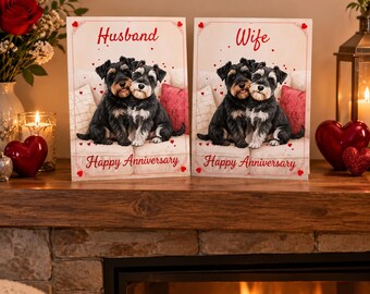 Happy anniversary Schnauzer Dogs Greeting Card A5 Wife Husband Him Her
