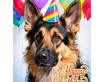German Shepherd Greeting Cards Any Short Message Name on Front A5