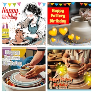 Pottery Lover Birthday Cards A5, Unique Designs  Ceramic Greeting Card, Personalised Message Inside