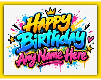 Personalised Graffiti Birthday Card A5 | Custom Name & Age | Unique Birthday Greeting Card | Personalised Birthday Gift