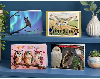 Owl Birthday Anniversary & Blank Cards Choose Your Design A5 Size