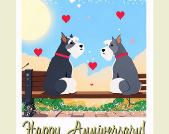 Happy anniversary Schnauzer Dogs Greeting Card A5 Wife Husband Him Her
