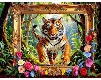 Maximalist art Tiger Frame Digital Print - Download