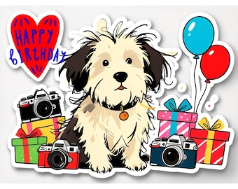 Instant Video Download of Fun Puppy Happy Birthday Camera Digital Card