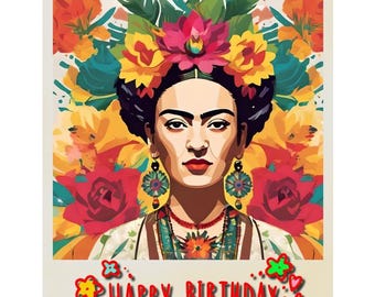 Instant Video Download of Happy Birthday Frida Mexican Artist  Digital Card