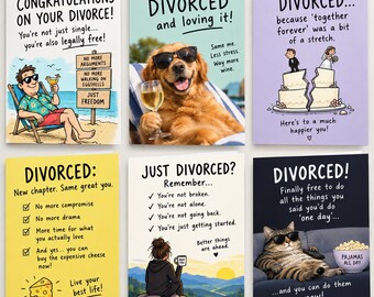 Recently Divorced Greeting Cards "A New Chapter" Blank Inside for your own massage Him Or Her