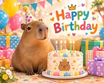 Capybara Cards A5 Birthday Anniversary Xmas Thank you Get Well For Him or Her
