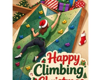 Climbing Wall or Mountain Christmas Greeting Cards A5 Size Can be Personalised Her