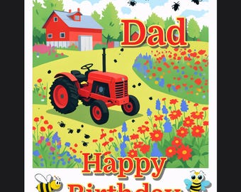 Happy Birthday Dad Tractor Greeting Card A5 Daddy Father