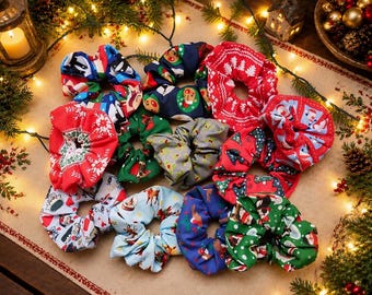 Christmas Winter Hair Scrunchies Xmas Stocking Fillers Gift Idea