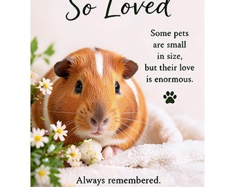 Guinea Pig or Rabbit Pet Loss Sympathy Card Blank Inside for your own Message