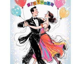 Instant Video Download of Happy Birthday Ballroom Dancing Digital Card