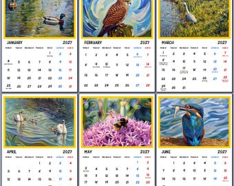 British Wildlife Calendar 2027 A4 Wall Calendar: Matt Card, Wire Bound