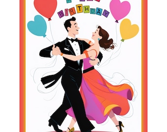 Happy Birthday Ball Room Dancing Card Greeting Card A5 Him Her Dancer