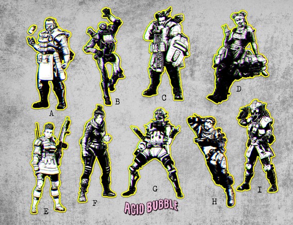 Apex Legends Sticker Set Bangalore Bloodhound Gibraltar Etsy