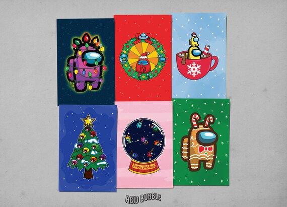 Among Us Postcard Among Us Christmas Card Merry Christmas Etsy Among Us Postcard Among Us Christmas Card Merry Christmas Etsy