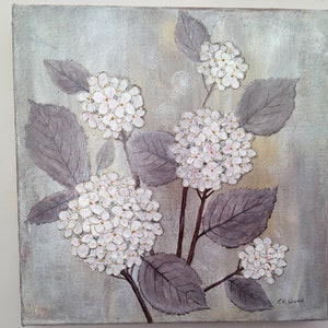 Hydrangea, original wall art, acrylic on deep box canvas
