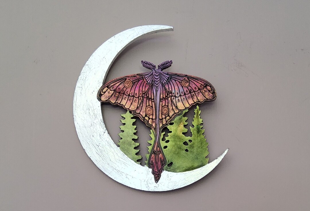 Moon and Moth Resin Wall Art - Etsy