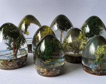 Paperweight/ornament with tree, and stream in epoxy resin art