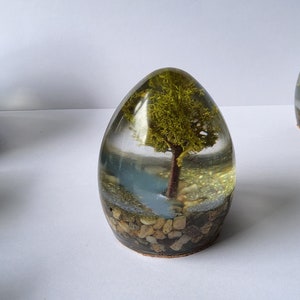 Paperweight/ornament With Tree, and Stream in Epoxy Resin Art - Etsy