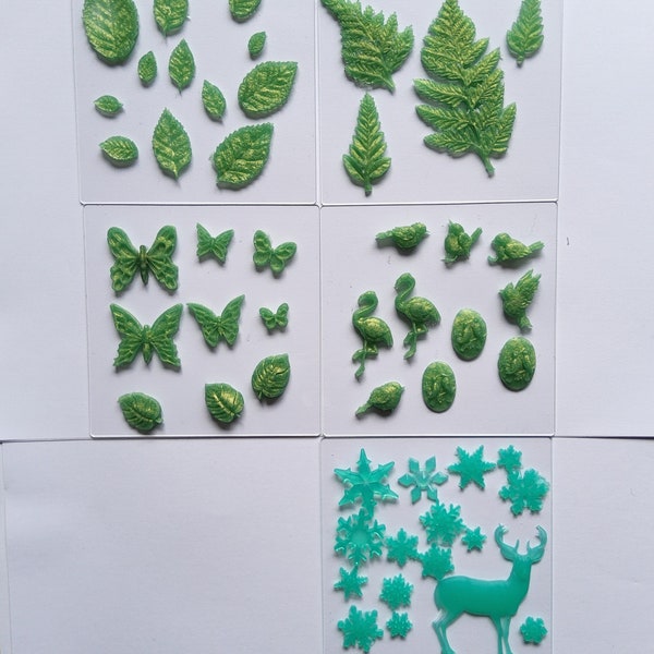 Silicone inlays for resin and eco-pours, Christmas, leaves, birds and butterflies