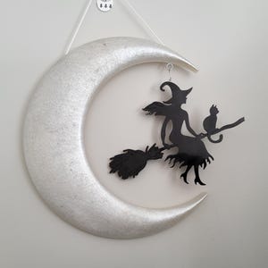 Moon with witch, Halloween wicken resin wall art