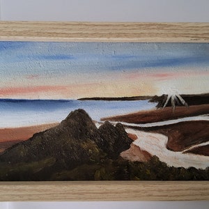 Three Cliffs Bay, the Gower, Zuid-Wales, een origineel olieverfschilderij