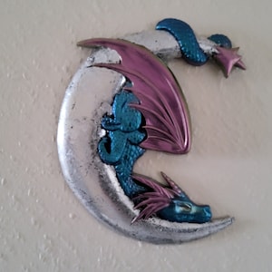 Dragon and moon resin wall art