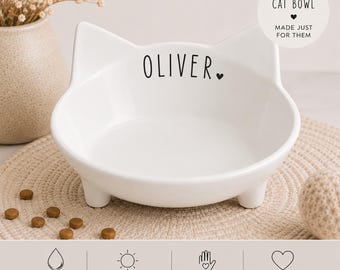 Personalized Cat Bowl with Name – Cute Food & Water Dish, Custom Pet Bowl, Whisker Friendly, Non-Slip Cat Bowl, Cat Gift