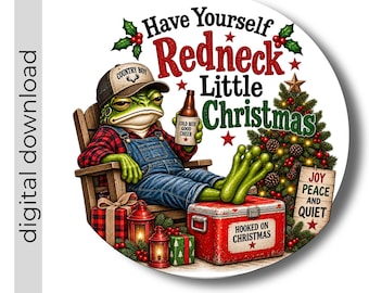 Redneck Christmas PNG | PNG Digital Download | Frog Sublimation Design | Vintage Frog Clipart | Transparent PNG