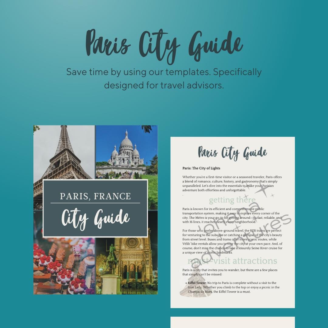 Travel Agent Template: Paris City Guide - Etsy