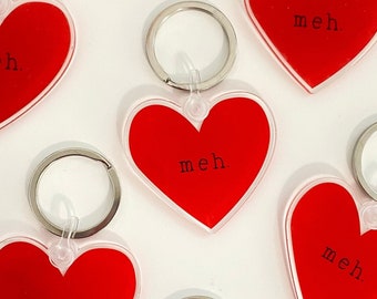 Meh Heart Keychain