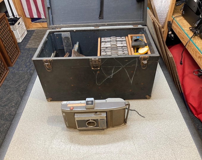 Polaroid Land Camera Model J66 with Accessories, Fidelity Custom Film Slides & Case. Selling As Is. Untested
